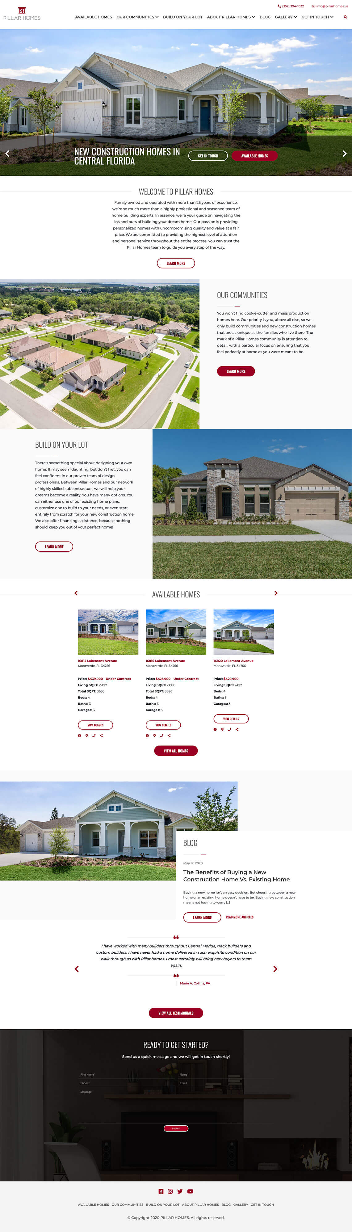 Pillar Homes website preview