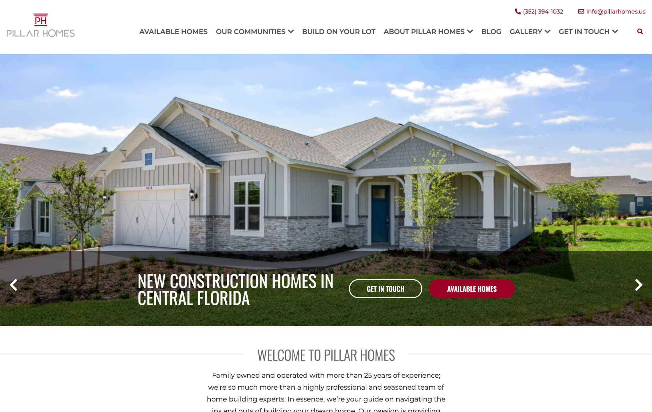 Pillar Homes website preview
